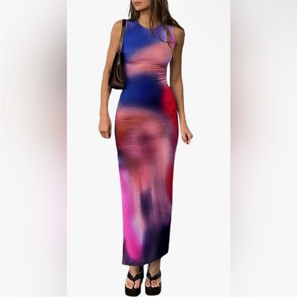 Multicolor Sleeveless Maxi Dress - Picture 4 of 6